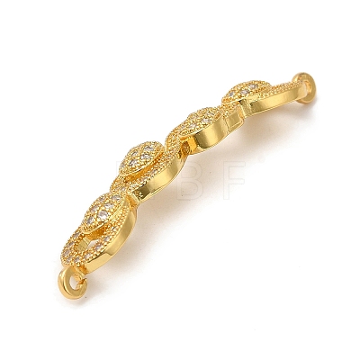 Rack Plating Brass Micro Pave Clear Cubic Zirconia Connector Charms KK-K377-81G-1