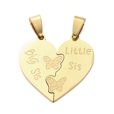 201 Stainless Steel Split Pendants STAS-F368-04G-1
