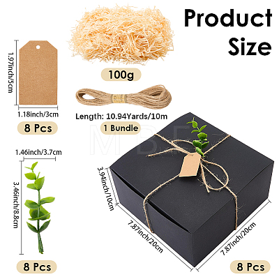 8Pcs Square Folding Kraft Paper Mailer Boxes CON-CP0001-018B-1