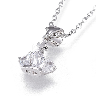 Brass Micro Pave Clear Cubic Zirconia Pendant Necklaces NJEW-R256-05-1