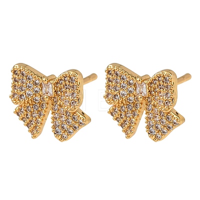 Brass Micro Pave Cubic Zirconia Stud Earrings EJEW-F418-07G-1