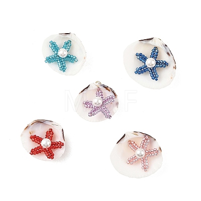 Glass Seed Baeded & Natural Shell Pendants PALLOY-MZ01370-1