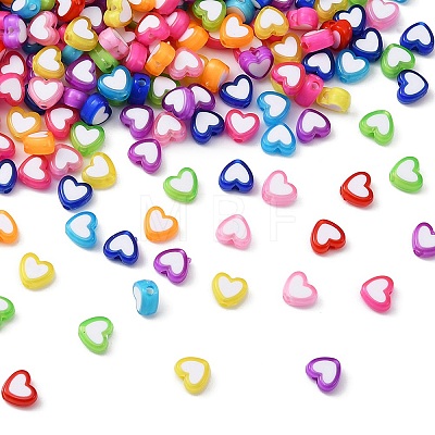 400Pcs 9 Colors Heart Acrylic Beads TACR-YW0001-94-1