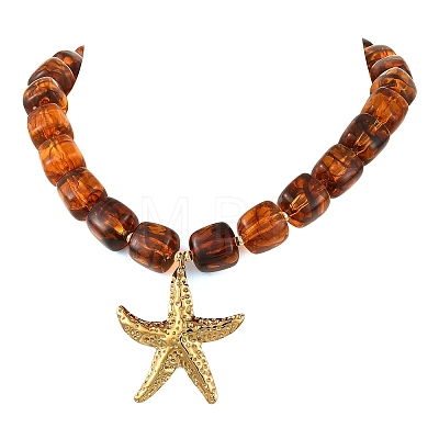 Ocean 304 Stainless Steel Starfish Pendant Necklaces NJEW-JN06478-1