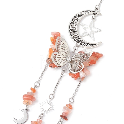 Alloy Hollow Moon Butterfly Hanging Ornaments HJEW-TA00173-03-1