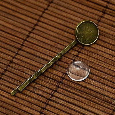 12mm Transparent Clear Domed Glass Cabochon Cover for Iron Hair Bobby Pin DIY Making DIY-X0071-NF-1
