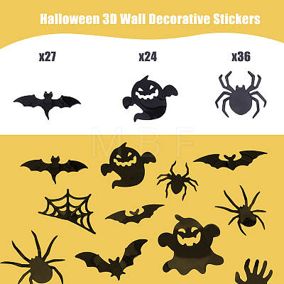 9 Sets 3 Styles Halloween 3D Wall Decorative Stickers DIY-FH0005-50-1