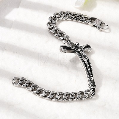 304 Stainless Steel Cuban Link Chains Bracelets BJEW-A092-05P-1