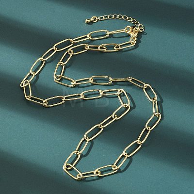 Brass Paperclip Chain Necklaces NJEW-A042-17G-04-1