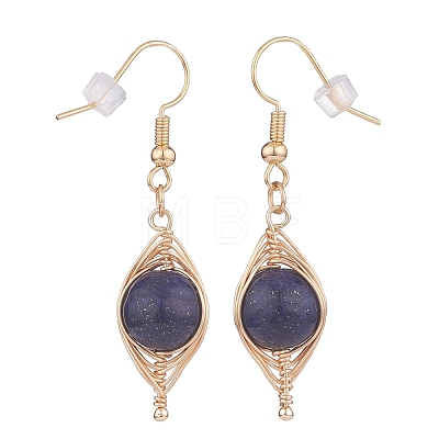 Natural Lapis Lazuli Braided Dangle Earring EJEW-JE04845-02-1