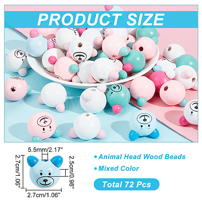 Animal Theme Wood European Beads WOOD-WH0022-53B-1