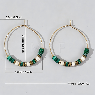 Bohemian Colorful Natural Stone Beaded Hoop Earrings for Women TC8754-5-1