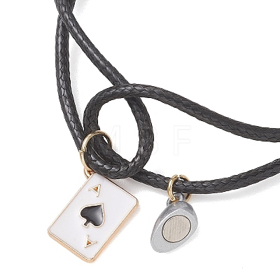 2Pcs Alloy Enamel Ace of Spades Card Charm Bracelets BJEW-JB13424-1