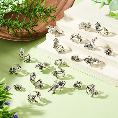 20Pcs 4 Styles Alloy Bead Caps & Spacer Beads & Pendant Cabochons Settings Finding Kits FIND-TA0010-48-1