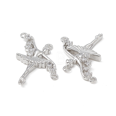 Brass Pave Clear Cubic Zirconia Connector Charms KK-E068-VB359-1