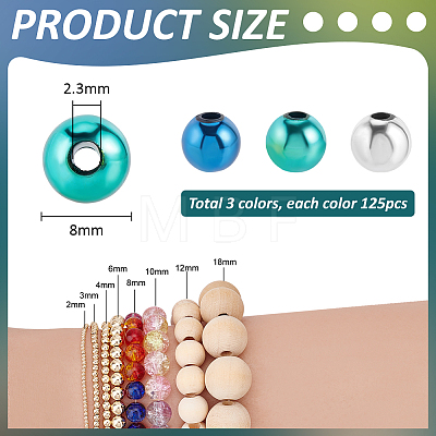 375Pcs 3 Colors ABS Plastic Beads KY-PH0002-43-1