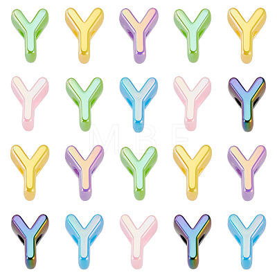 20Pcs UV Plating Opaque Acrylic European Beads OACR-TADJ0001-16Y-1