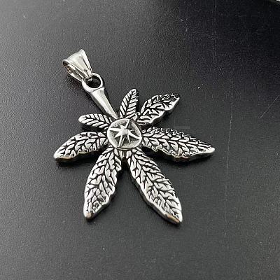 Retro Rock Punk Men's Maple Leaf 304 Stainless Steel Pendant Necklaces DF8186-1