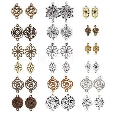 72Pcs 18 Styles Tibetan Style Alloy Connector Charms FIND-SC0003-34-1