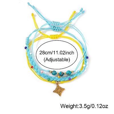 Summer Beach Style Adjustable Synthetic Green Turquoise Imperial Stone Beaded Bracelet Set UQ9789-1-1