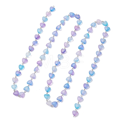 Iron Acrylic Handmade Heart Link Chains AJEW-JB01449-1