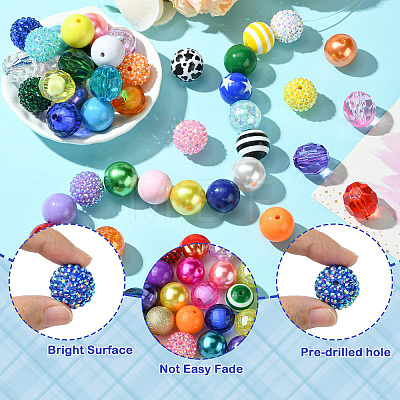 Round Opaque Acrylic Beads Kit OACR-CJC0002-05B-1