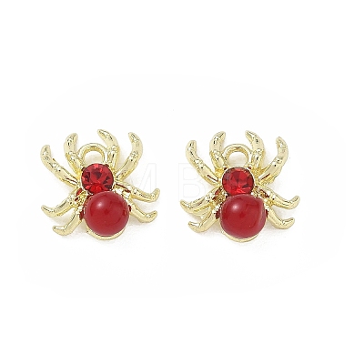 Alloy & ABS Plastic Pearl & Rhinestone Pendants Spider Charms PL-CBA5609-02G-A-1