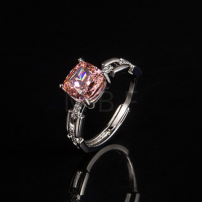 Brass with Cubic Zirconia Cuff Open Rings FS-WGDB07C-01-1