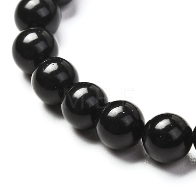 Energy Natural Black Stone Stretch Bracelets Set for Men Women BJEW-JB06722-1