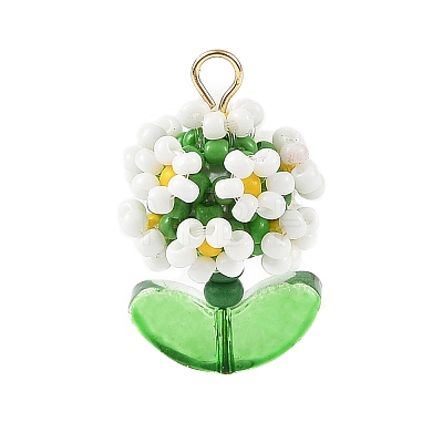 Glass Seed Beaded Pendants PALLOY-MZ01395-01-1
