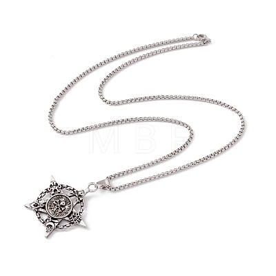 Alloy Star with Skull Pendant Necklace with 201 Stainless Steel Chains for Men Women NJEW-E016-14AS-1