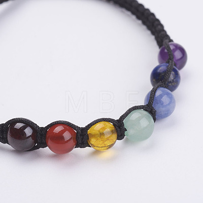 Natural Gemstone Beads Braided Bracelets X-BJEW-JB02949-1