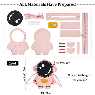 DIY Sew on PU Leather Astronaut Shaped Multi-Use Crossbody/Shoulder Bag/Backpack Making Kits DIY-WH0297-55A-1