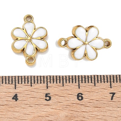 304 Stainless Steel Enamel Flower Links Connector Charms STAS-K330-16G-01-1
