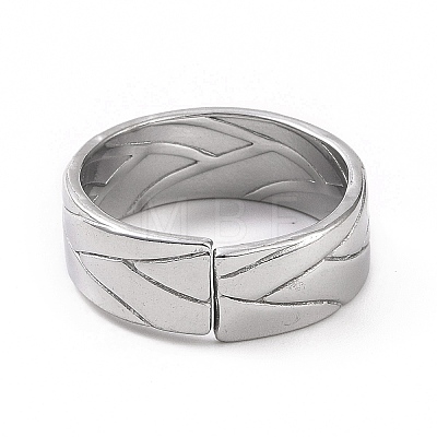 Non-Tarnish 304 Stainless Steel Grooved Cuff Ring for Women RJEW-C053-05P-1