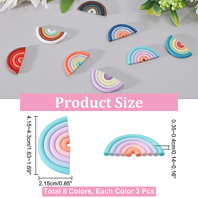 CHGCRAFT 24Pcs 8 Colors Handmade Polymer Clay Rainbow Cabochons CLAY-CA0001-19-1