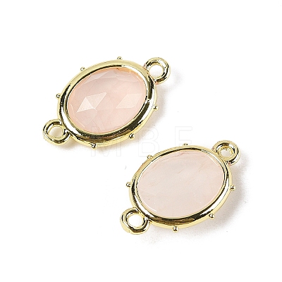 Natural Rose Quartz Faceted Oval Connector Charms G-I382-04G-02-1