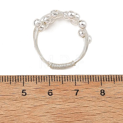 Round Copper Wire with Electroplate Non-magnetic Synthetic Hematite Finger Rings RJEW-JR01096-1