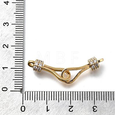 Brass Micro Pave Clear Cubic Zirconia Hook and S-Hook Clasps KK-D312-10G-1