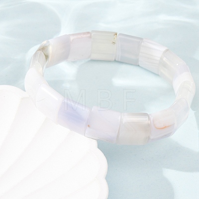 Square Natural Banded Agate(Dyed & Heated) Beaded Stretch Bracelets for Women Men GG-CBA9ACE-B17-1
