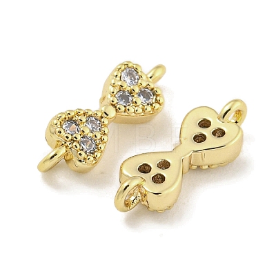 Brass Micro Pave Clear Cubic Zirconia Connector Charms KK-Q820-43G-1