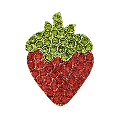 Fruit Zinc Alloy Rhinestone Brooches for Backpack Clothes JEWB-R068-02A-G-1