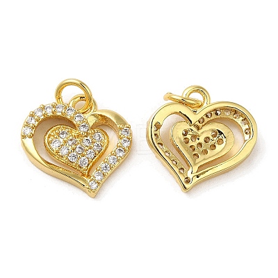 Rack Plating Brass Micro Pave Cubic Zirconia Charms KK-C030-22G-1