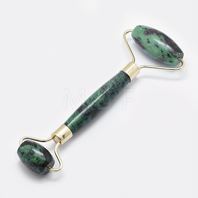 Natural Ruby in Zoisite Brass Face Massager MRMJ-G008-03G-1