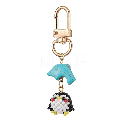 Handmade Glass Seed Penguin Pendant Decorations HJEW-MZ00099-1