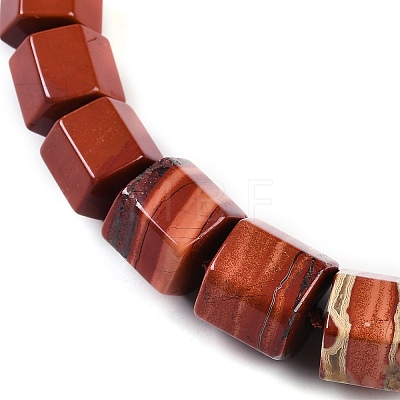 Natural Red Jasper Hexagon Prism Graduated Beaded Necklaces for Women Men NJEW-K388-03M-1