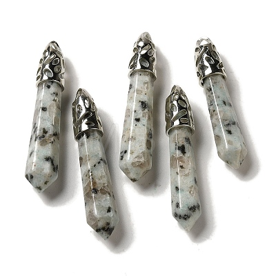 Natural Sesame Jasper Pointed Big Pendants G-Z055-01P-04-1