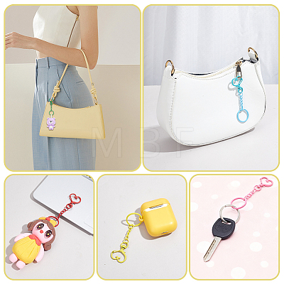 45Pcs 9 Colors Heart Alloy Baking Paint Swivel Clasps and Iron Rings KEYC-GA00015-1