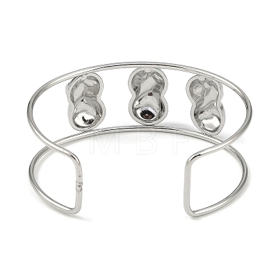 Non-Tarnish 304 Stainless Steel Wide Textured Open Cuff Bangles BJEW-Q348-05P-07-1