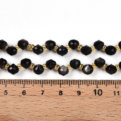 Natural Silver Obsidian Beads Strands G-T141-51-1